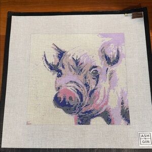 Ash and Gin Pig needlepoint